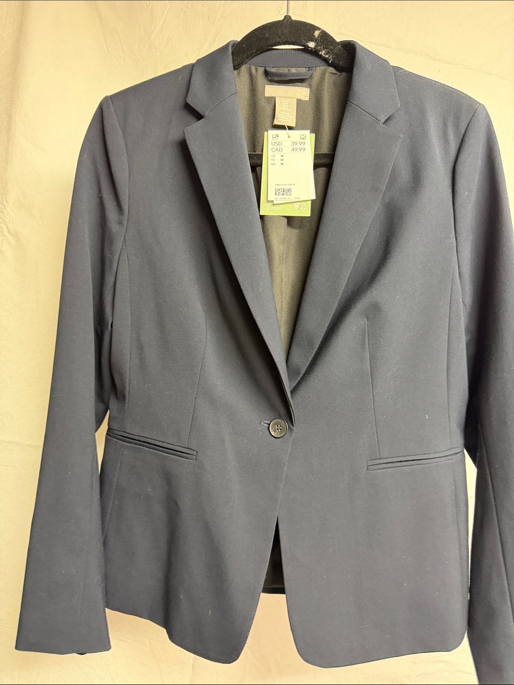 Classic Navy Women's Blazer - Tailored Single-Button Jacket - Medium